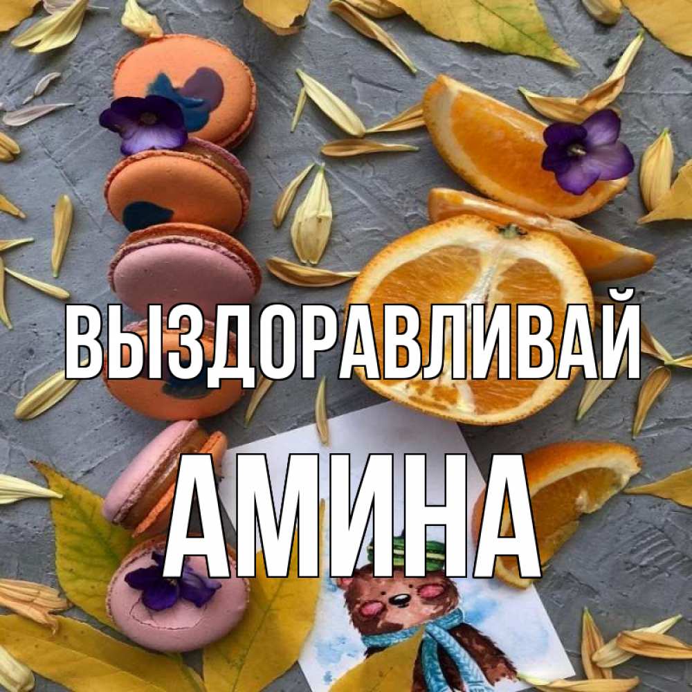 Открытка на каждый день с именем, Амина Выздоравливай не болейте Прикольная открытка с пожеланием онлайн скачать бесплатно 