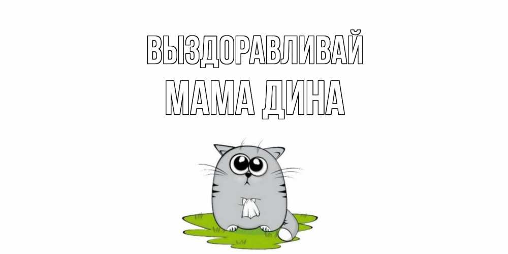 Открытка на каждый день с именем, Мама-Дина Выздоравливай кот и открытки про выздоровление Прикольная открытка с пожеланием онлайн скачать бесплатно 