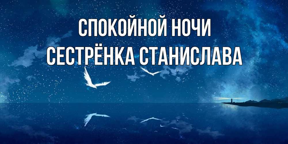 Открытка на каждый день с именем, Сестрёнка-Станислава Спокойной ночи птицы летят на фоне ночного неба Прикольная открытка с пожеланием онлайн скачать бесплатно 