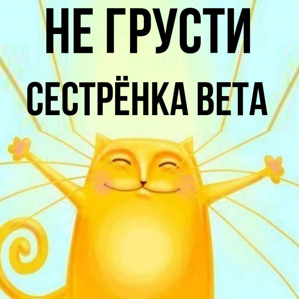 Открытка на каждый день с именем, Сестрёнка-Вета Не грусти обнимашки усатые Прикольная открытка с пожеланием онлайн скачать бесплатно 