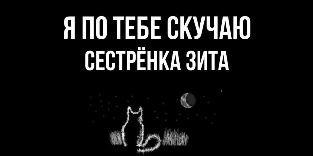 Открытка на каждый день с именем, Сестрёнка-Зита Я по тебе скучаю кот Прикольная открытка с пожеланием онлайн скачать бесплатно 