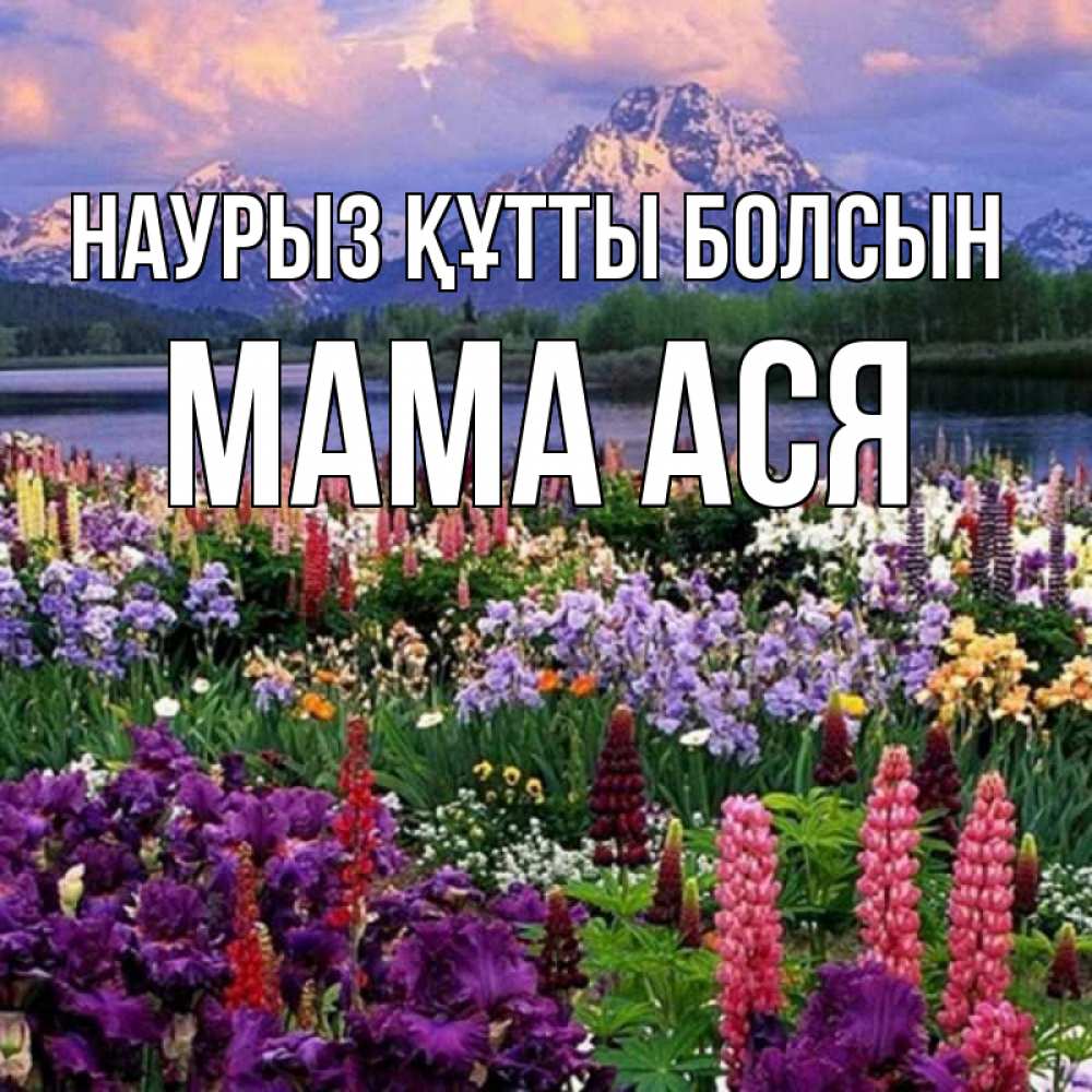 Открытка на каждый день с именем, Мама-Ася Наурыз құтты болсын наурыз Прикольная открытка с пожеланием онлайн скачать бесплатно 