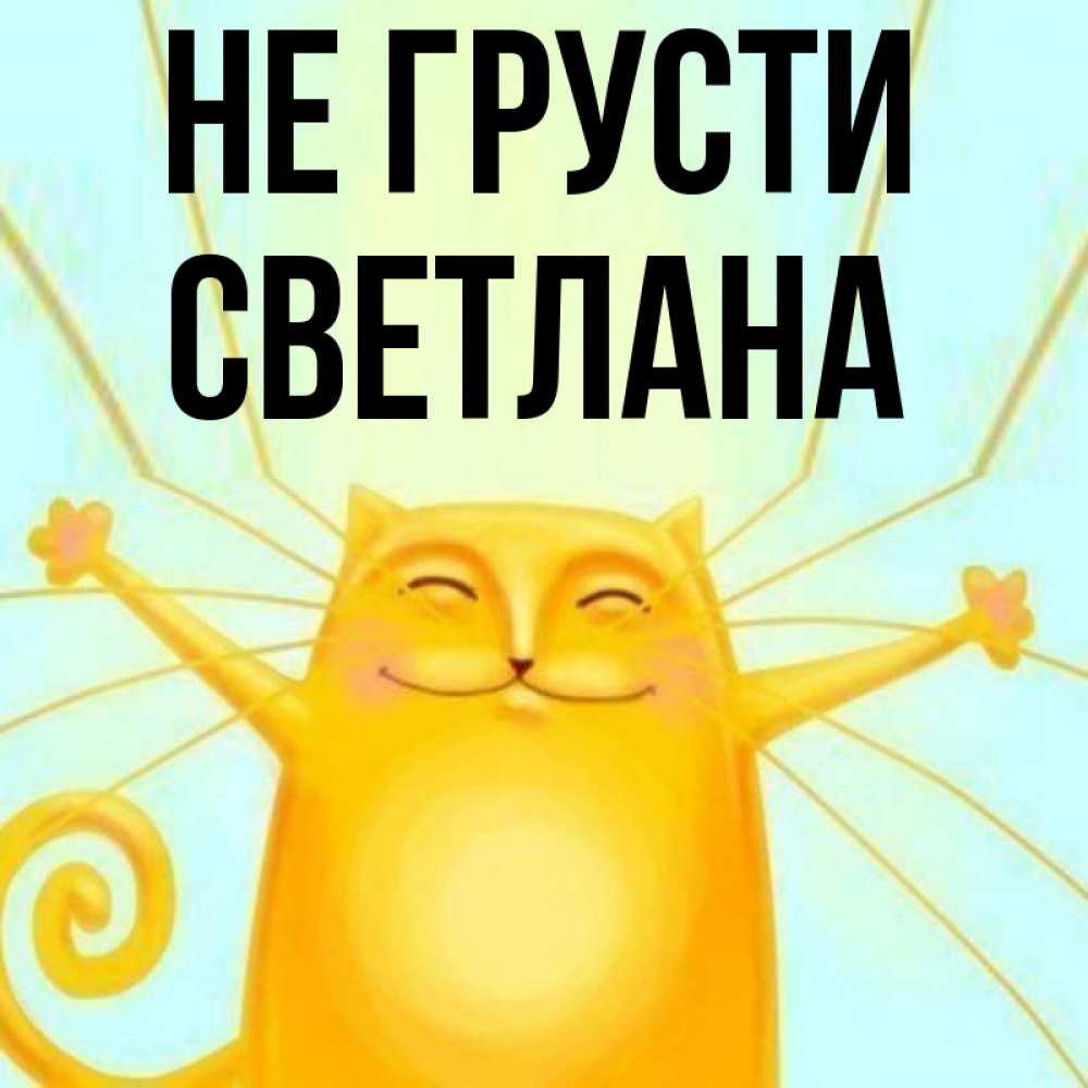 Открытка на каждый день с именем, Светлана Не грусти обнимашки усатые Прикольная открытка с пожеланием онлайн скачать бесплатно 