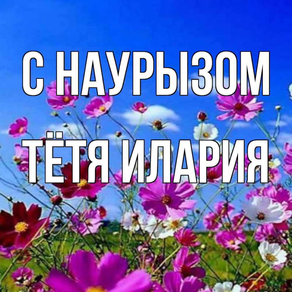 Открытка на каждый день с именем, Тётя-Илария С наурызом цветы Прикольная открытка с пожеланием онлайн скачать бесплатно 