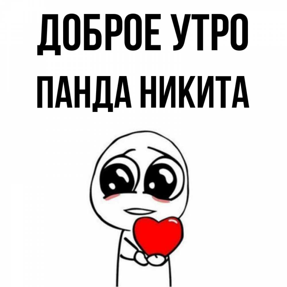 Открытка на каждый день с именем, панда-Никита Доброе утро позитивные открытки Прикольная открытка с пожеланием онлайн скачать бесплатно 