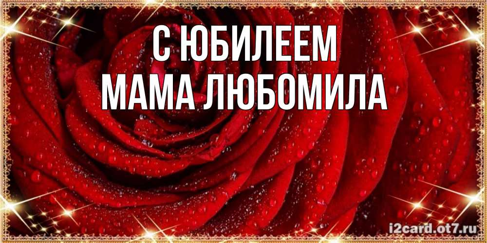 Открытка на каждый день с именем, Мама-Любомила С юбилеем роса на розе блестящая в лучах солнца Прикольная открытка с пожеланием онлайн скачать бесплатно 