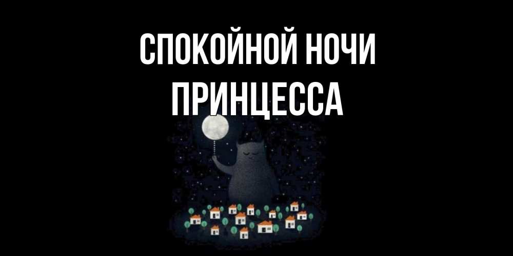 Открытка на каждый день с именем, Принцесса Спокойной ночи кот,луна, ночь, звезды Прикольная открытка с пожеланием онлайн скачать бесплатно 
