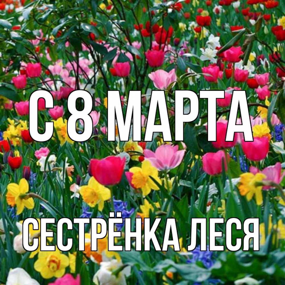 Открытка на каждый день с именем, Сестрёнка-Леся С 8 МАРТА с международным женским днем поздравления для женщины Прикольная открытка с пожеланием онлайн скачать бесплатно 
