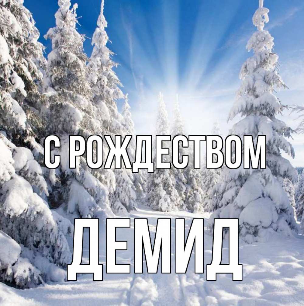 Открытка на каждый день с именем, Демид С рождеством зима, лес Прикольная открытка с пожеланием онлайн скачать бесплатно 