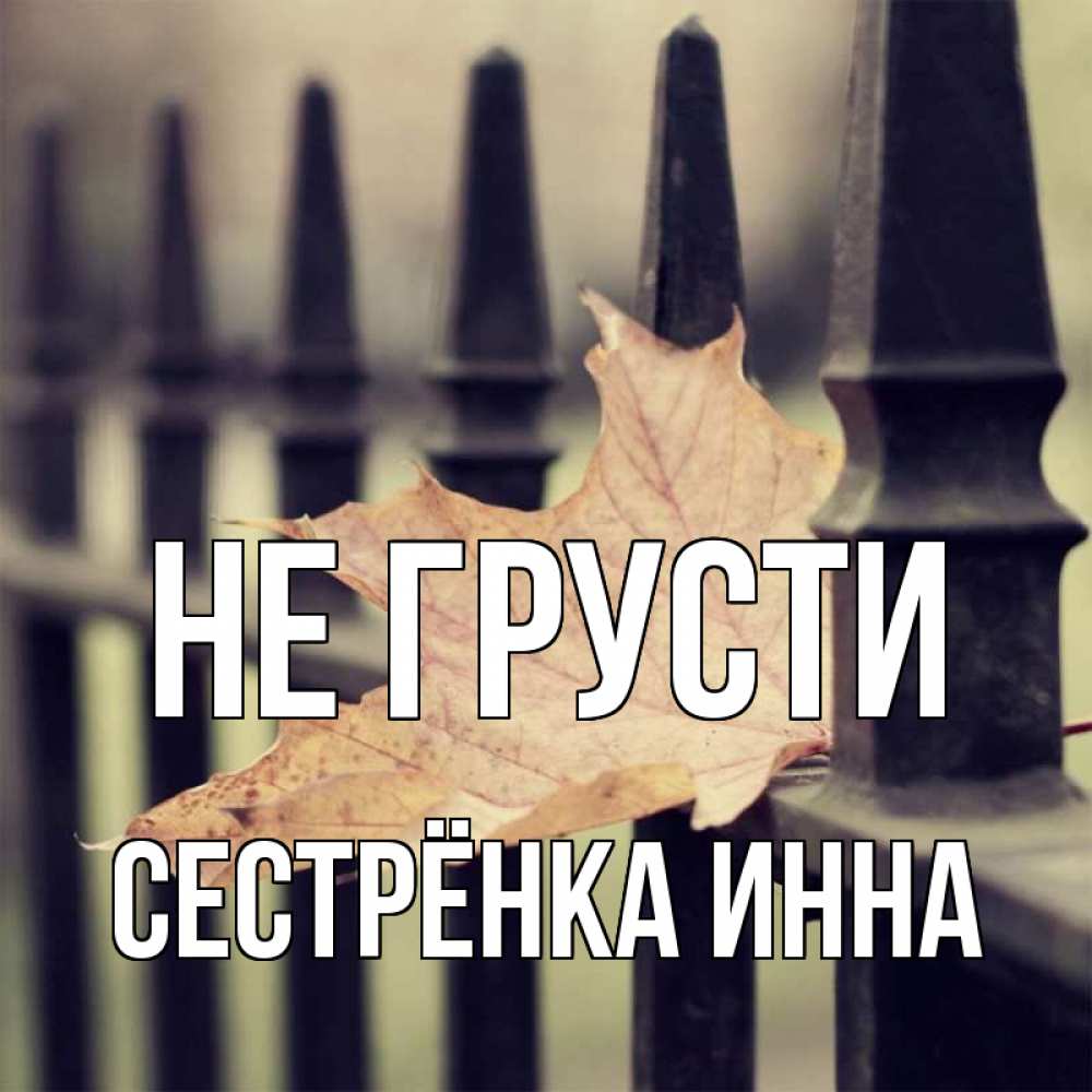 Открытка на каждый день с именем, Сестрёнка-Инна Не грусти лист клена Прикольная открытка с пожеланием онлайн скачать бесплатно 