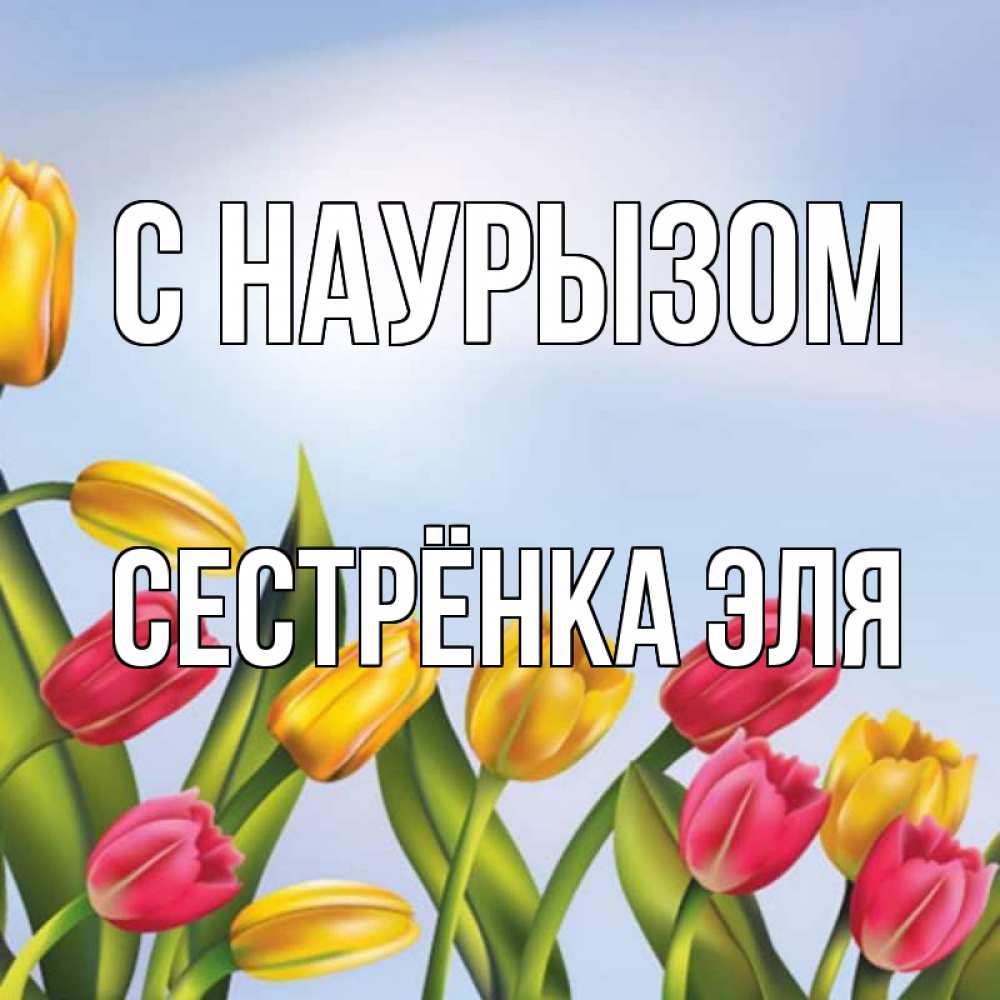 Открытка на каждый день с именем, Сестрёнка-Эля С наурызом праздник весны наурыз Прикольная открытка с пожеланием онлайн скачать бесплатно 