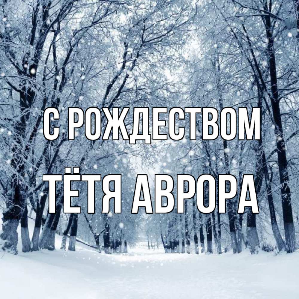 Открытка на каждый день с именем, Тётя-Аврора С рождеством снег, лес, парк Прикольная открытка с пожеланием онлайн скачать бесплатно 