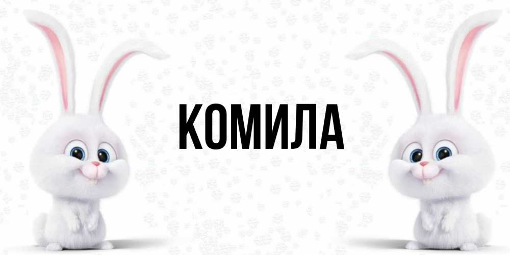 Открытка на каждый день с именем, Комила Главная кролики с длинными ушками Прикольная открытка с пожеланием онлайн скачать бесплатно 