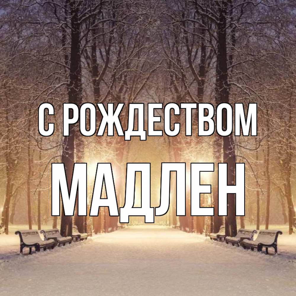 Открытка на каждый день с именем, Мадлен С рождеством зима, парк, фонарь, лес Прикольная открытка с пожеланием онлайн скачать бесплатно 