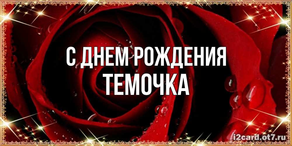 Открытка на каждый день с именем, Темочка С днем рождения цветок в росе на день рождения Прикольная открытка с пожеланием онлайн скачать бесплатно 