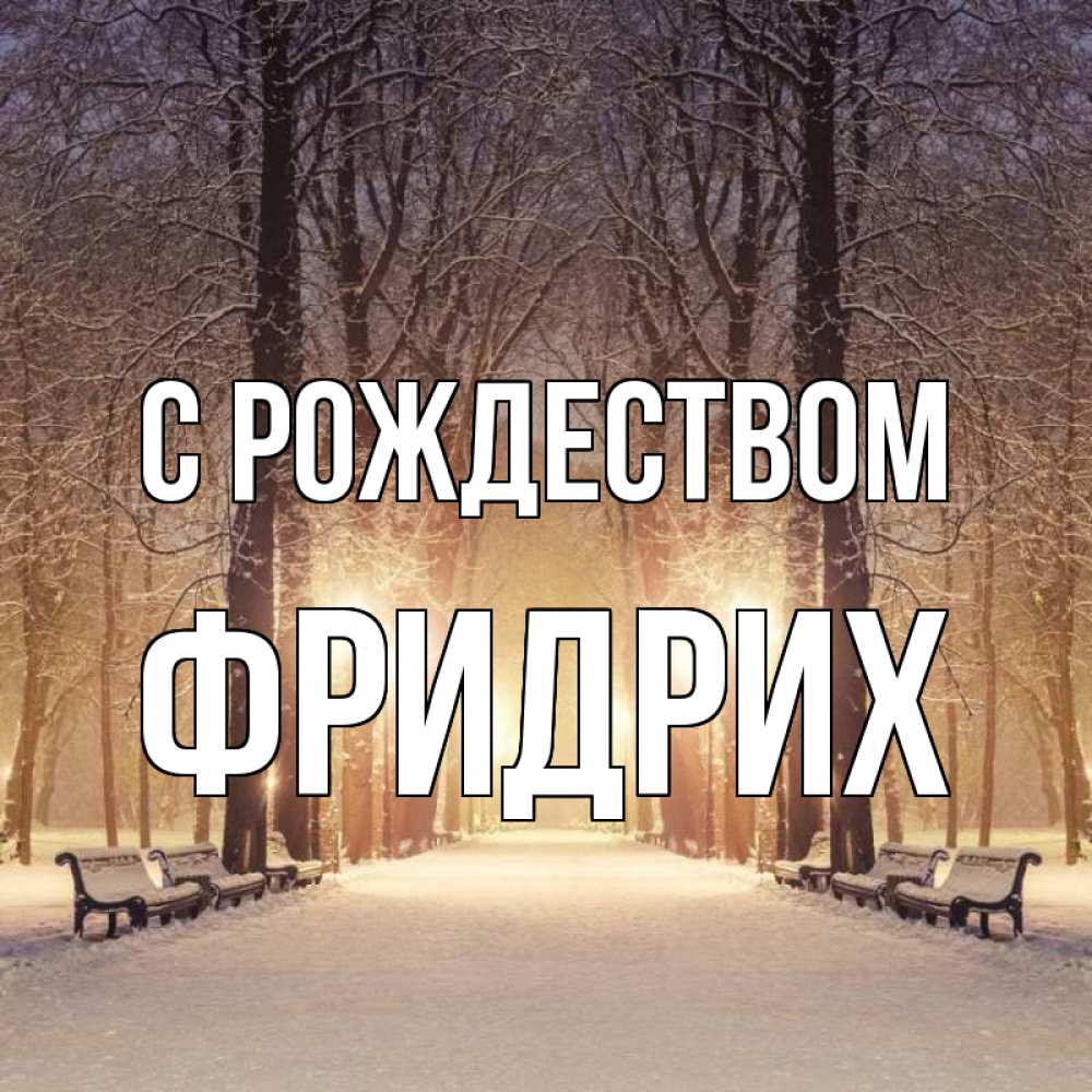 Открытка на каждый день с именем, Фридрих С рождеством зима, парк, фонарь, лес Прикольная открытка с пожеланием онлайн скачать бесплатно 