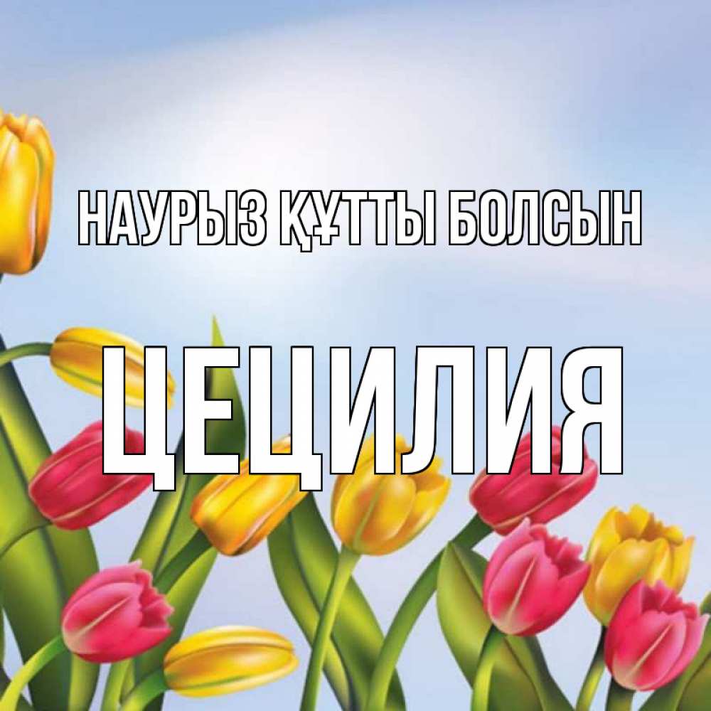 Открытка на каждый день с именем, Цецилия Наурыз құтты болсын наурыз Прикольная открытка с пожеланием онлайн скачать бесплатно 