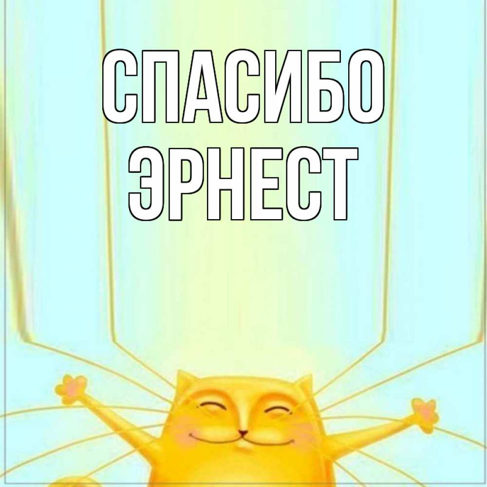 Открытка на каждый день с именем, Эрнест Спасибо кот с усами благодарит Прикольная открытка с пожеланием онлайн скачать бесплатно 