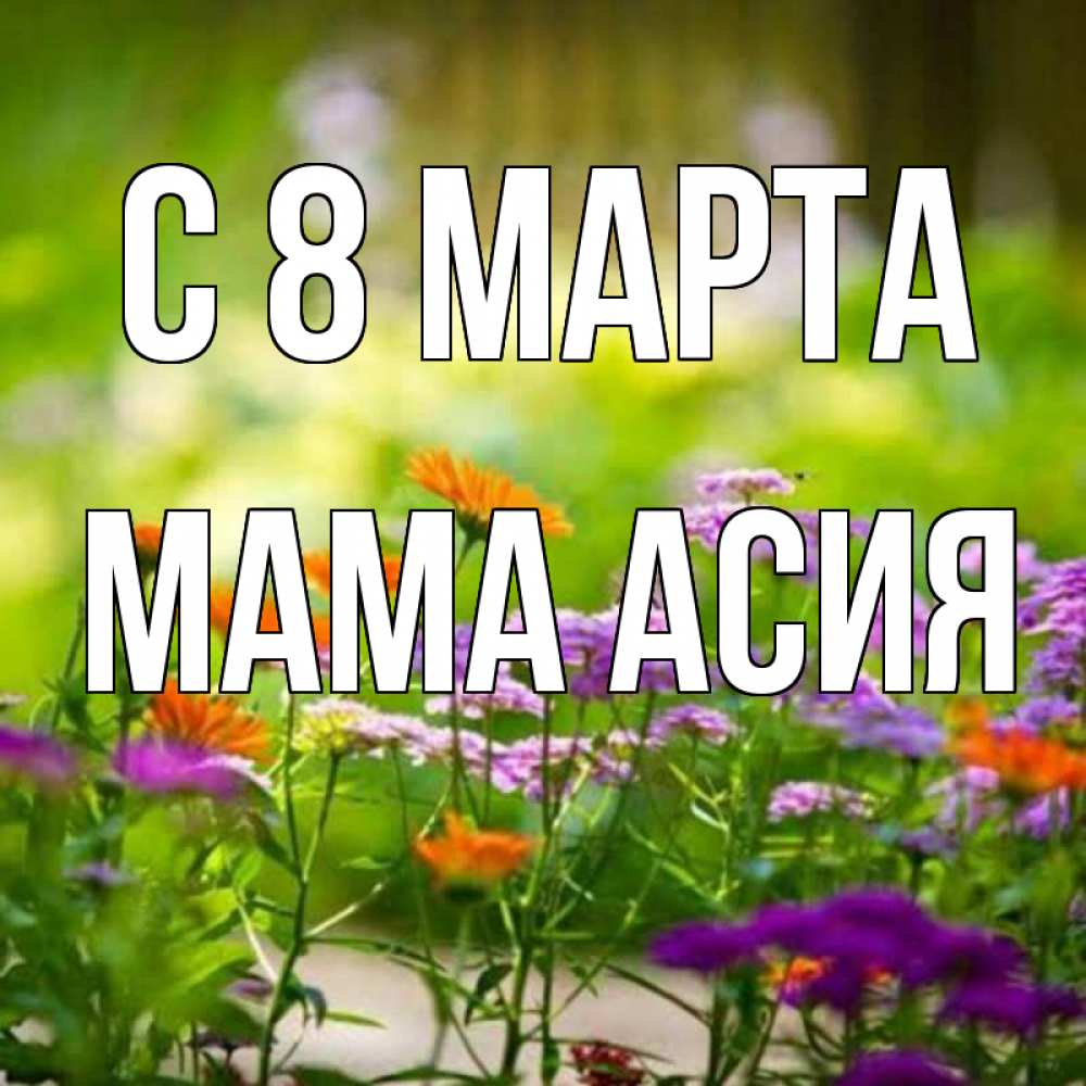 Открытка на каждый день с именем, Мама-Асия С 8 МАРТА цветы Прикольная открытка с пожеланием онлайн скачать бесплатно 
