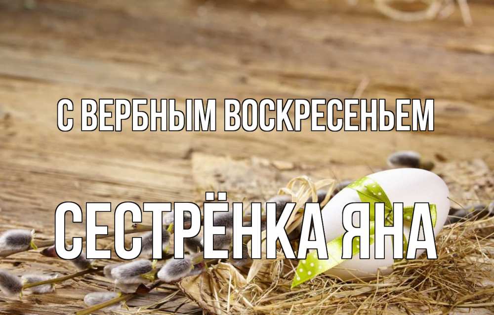 Открытка на каждый день с именем, Сестрёнка-Яна С вербным воскресеньем верба Прикольная открытка с пожеланием онлайн скачать бесплатно 