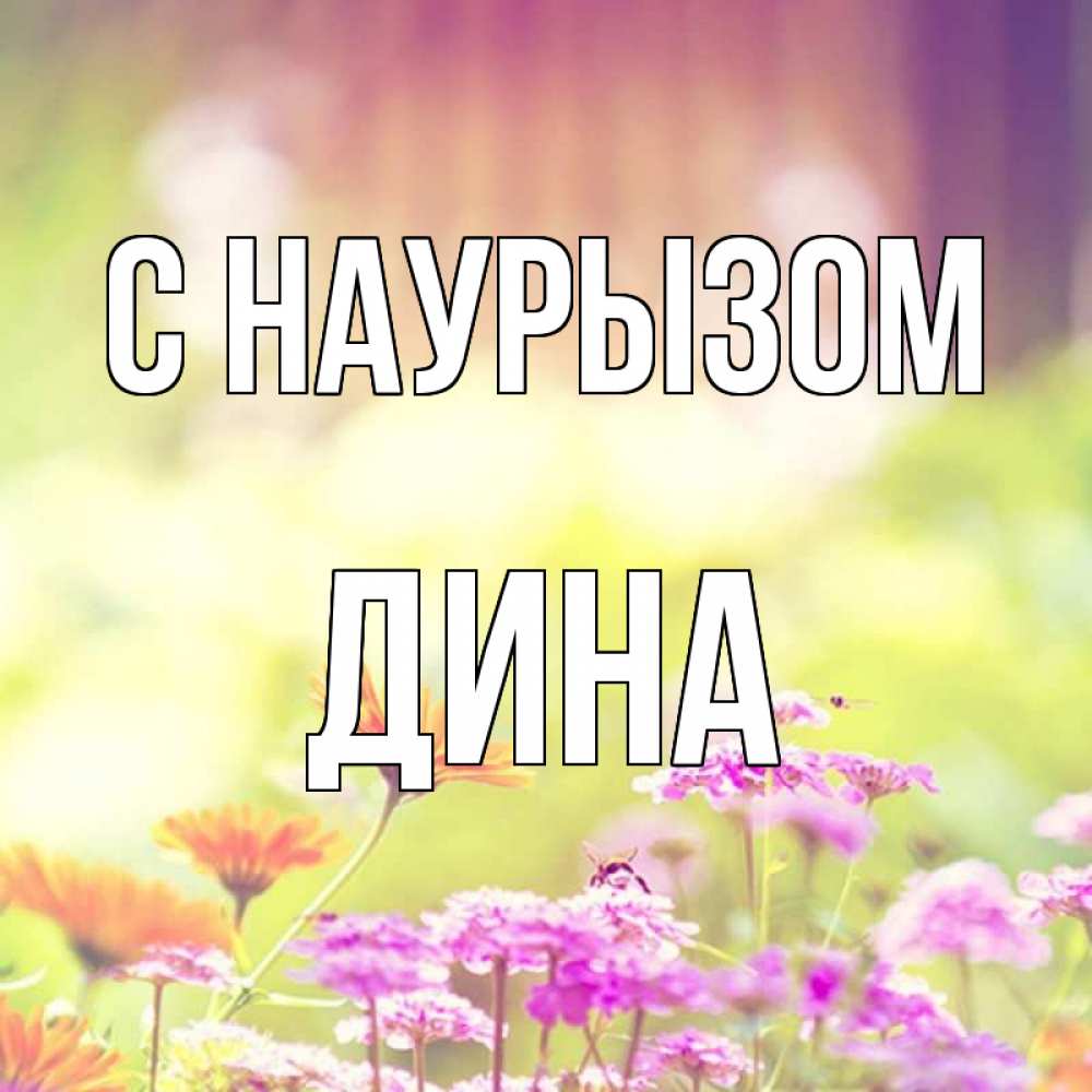 Открытка на каждый день с именем, Дина С наурызом цветы весна Прикольная открытка с пожеланием онлайн скачать бесплатно 