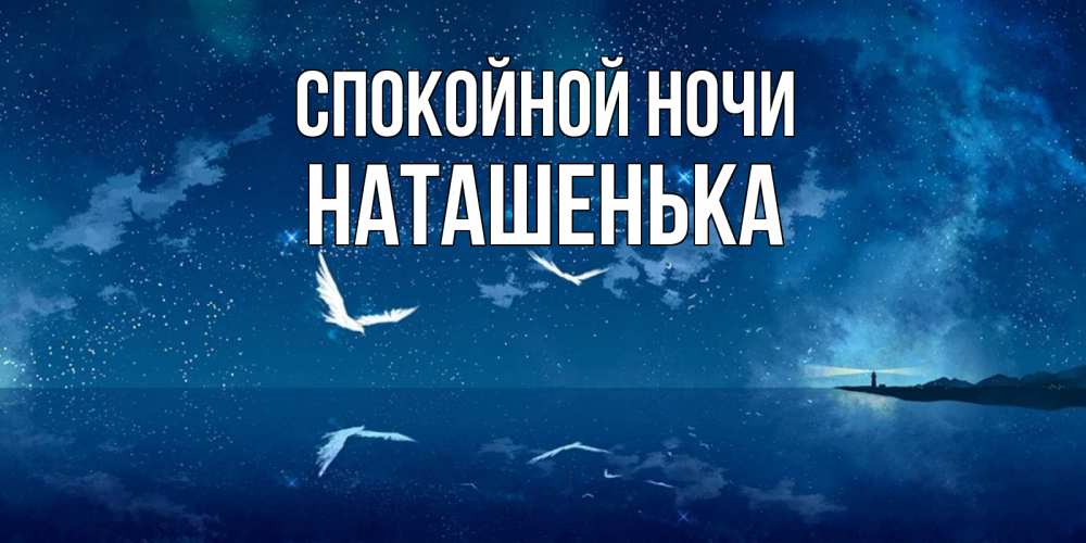 Открытка на каждый день с именем, НАТАШЕНЬКА Спокойной ночи птицы летят на фоне ночного неба Прикольная открытка с пожеланием онлайн скачать бесплатно 