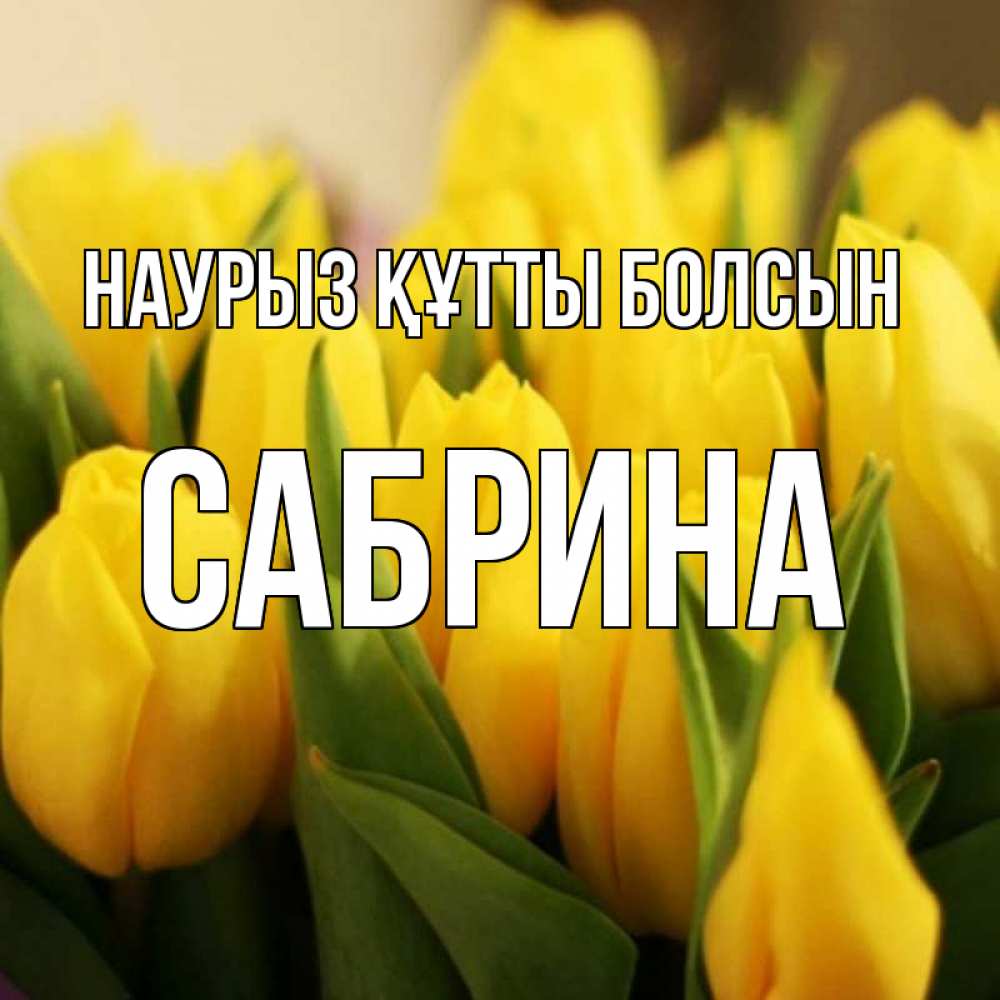Открытка на каждый день с именем, Сабрина Наурыз құтты болсын цветы Прикольная открытка с пожеланием онлайн скачать бесплатно 