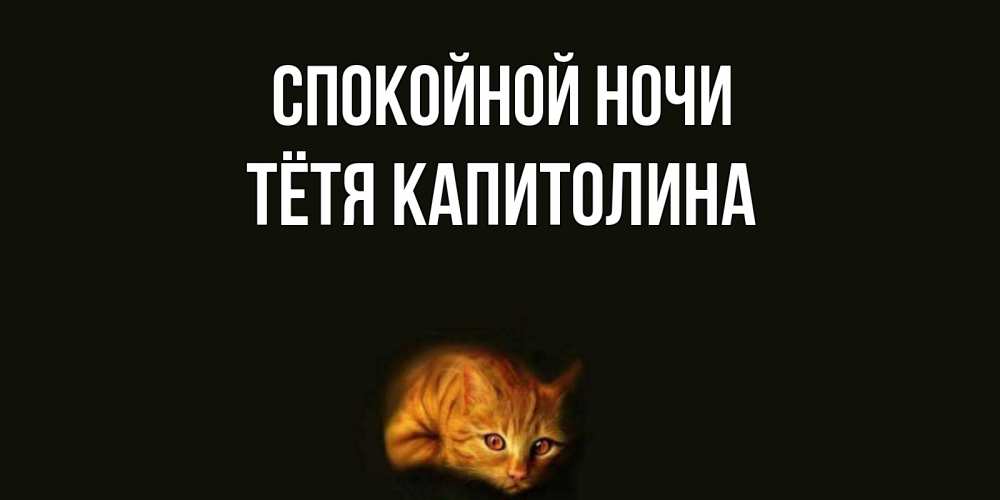 Открытка на каждый день с именем, Тётя-Капитолина Спокойной ночи кот Прикольная открытка с пожеланием онлайн скачать бесплатно 