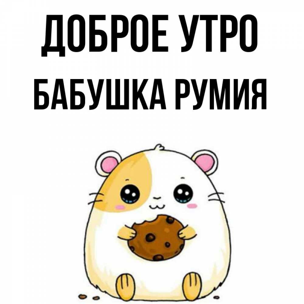 Открытка на каждый день с именем, Бабушка-Румия Доброе утро есть печеньку. Утречко Прикольная открытка с пожеланием онлайн скачать бесплатно 