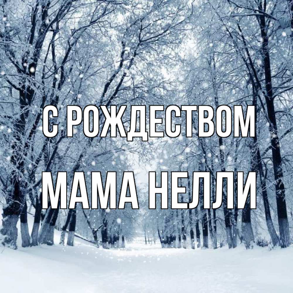 Открытка на каждый день с именем, Мама-Нелли С рождеством снег, лес, парк Прикольная открытка с пожеланием онлайн скачать бесплатно 