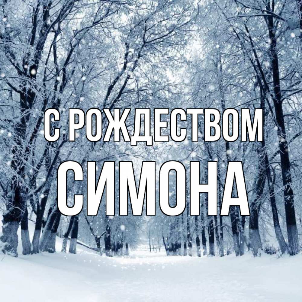 Открытка на каждый день с именем, Симона С рождеством снег, лес, парк Прикольная открытка с пожеланием онлайн скачать бесплатно 