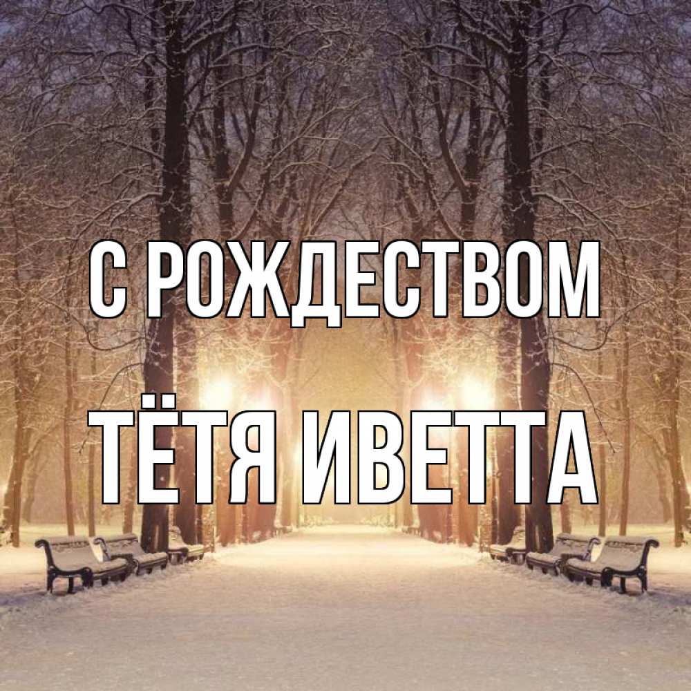 Открытка на каждый день с именем, Тётя-Иветта С рождеством зима, парк, фонарь, лес Прикольная открытка с пожеланием онлайн скачать бесплатно 