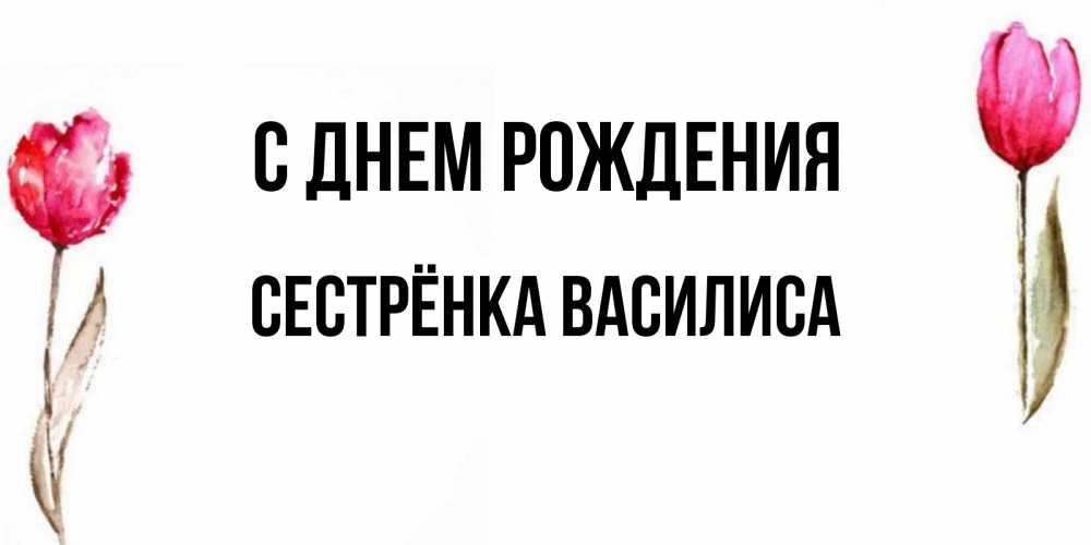 Открытка на каждый день с именем, Сестрёнка-Василиса С днем рождения открытки акварелью с цветами Прикольная открытка с пожеланием онлайн скачать бесплатно 