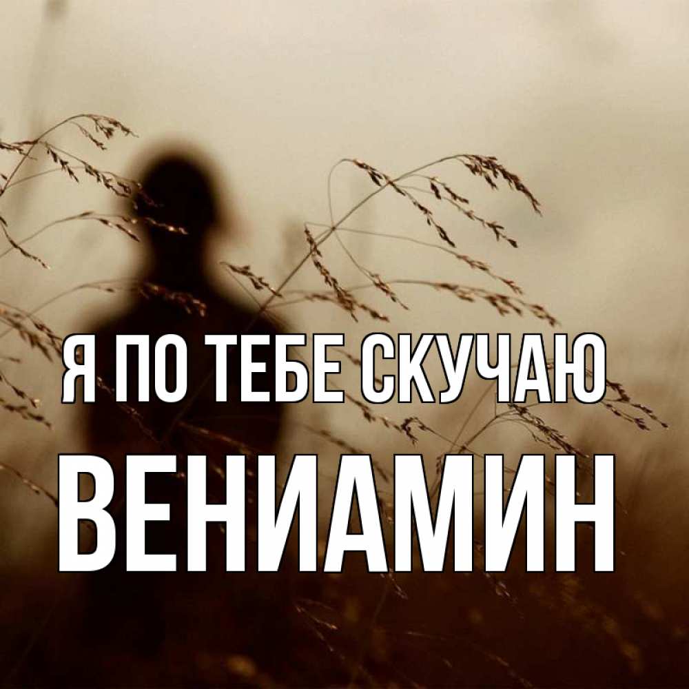 Открытка на каждый день с именем, Вениамин Я по тебе скучаю силуэт девушки Прикольная открытка с пожеланием онлайн скачать бесплатно 
