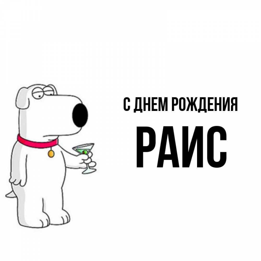 Открытка на каждый день с именем, Раис С днем рождения песик с оливками Прикольная открытка с пожеланием онлайн скачать бесплатно 