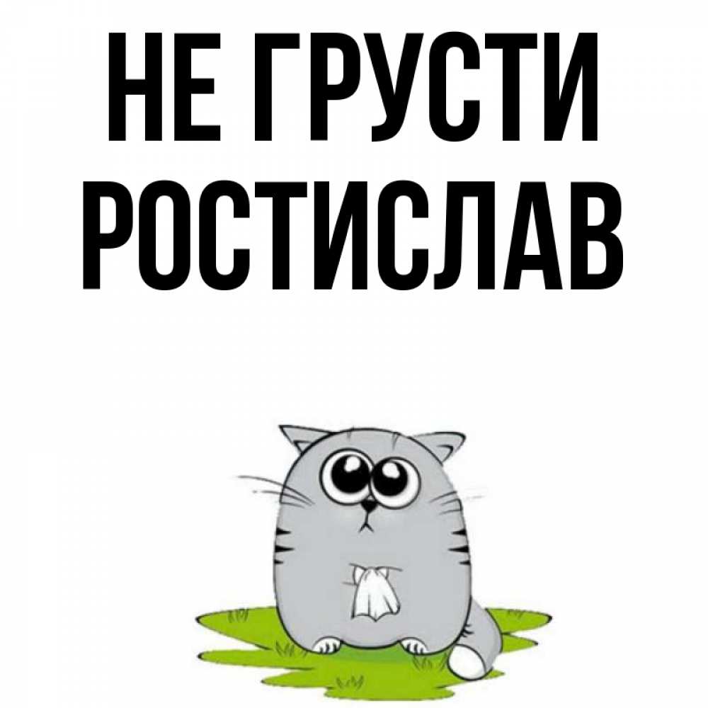 Открытка на каждый день с именем, Ростислав Не грусти грустный котяра Прикольная открытка с пожеланием онлайн скачать бесплатно 