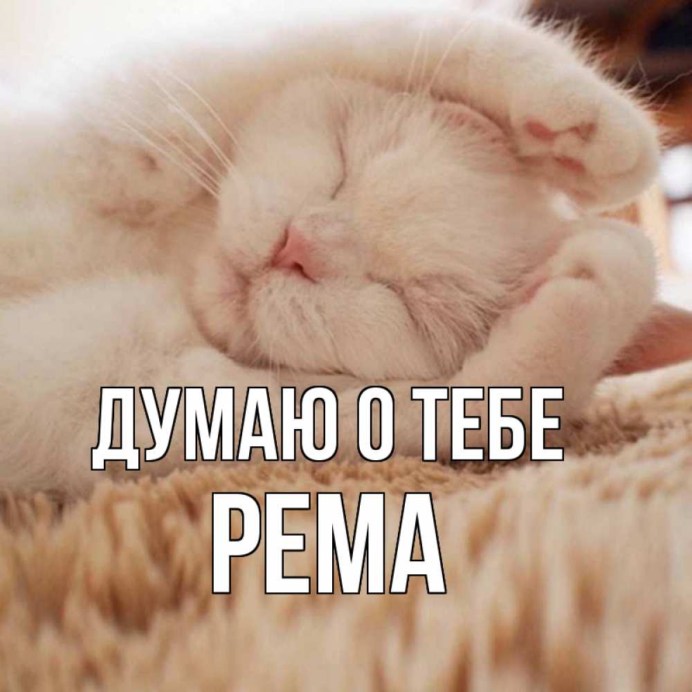 Открытка на каждый день с именем, Рема Думаю о тебе для любимой девушки милота Прикольная открытка с пожеланием онлайн скачать бесплатно 