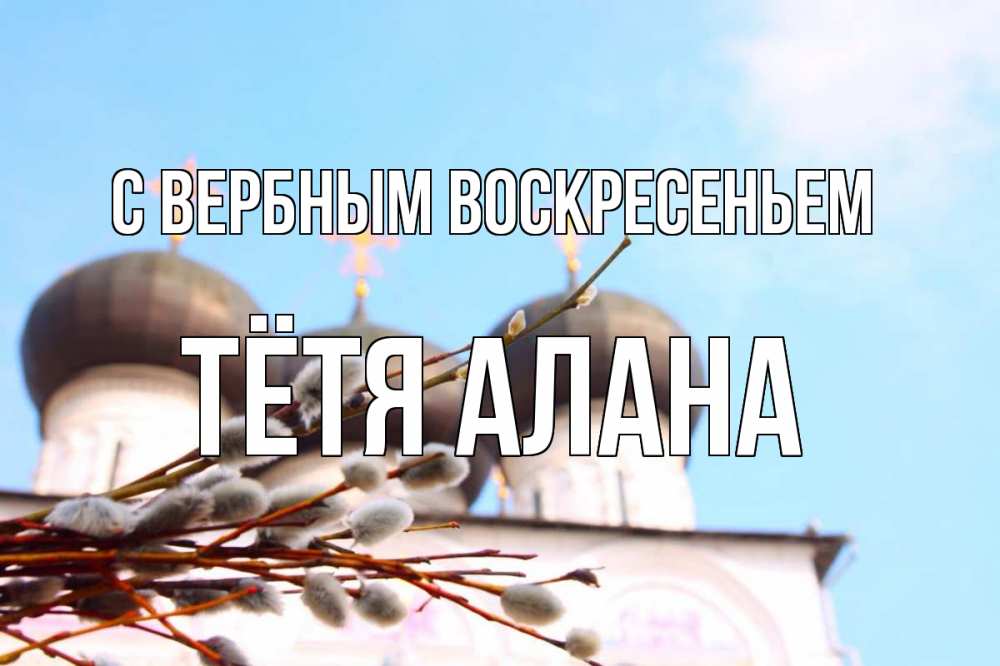 Открытка на каждый день с именем, Тётя-Алана С вербным воскресеньем верба Прикольная открытка с пожеланием онлайн скачать бесплатно 