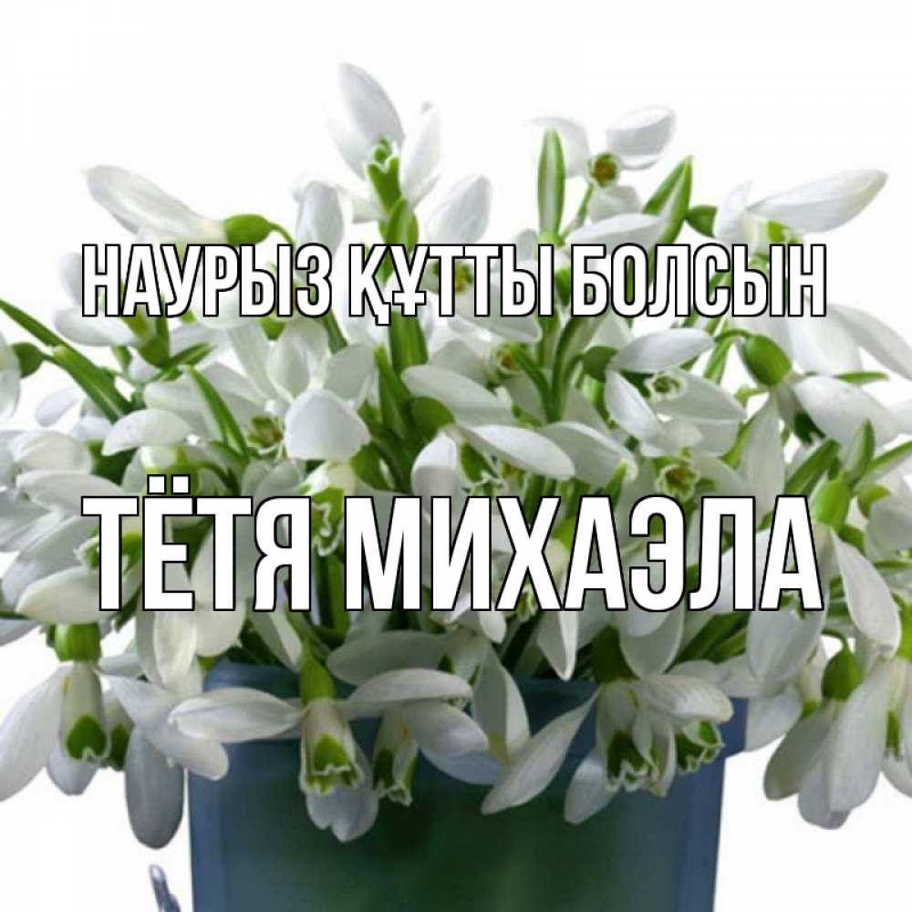 Открытка на каждый день с именем, Тётя-Михаэла Наурыз құтты болсын цветы к наурызу Прикольная открытка с пожеланием онлайн скачать бесплатно 