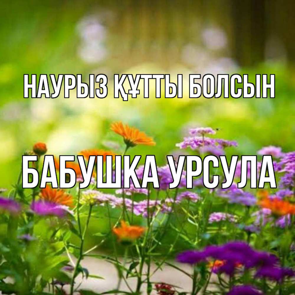 Открытка на каждый день с именем, Бабушка-Урсула Наурыз құтты болсын цветы Прикольная открытка с пожеланием онлайн скачать бесплатно 