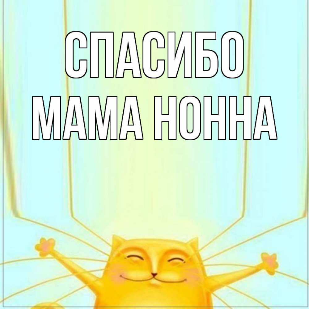 Открытка на каждый день с именем, Мама-Нонна Спасибо кот с усами благодарит Прикольная открытка с пожеланием онлайн скачать бесплатно 