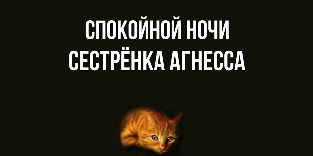Открытка на каждый день с именем, Сестрёнка-Агнесса Спокойной ночи кот Прикольная открытка с пожеланием онлайн скачать бесплатно 