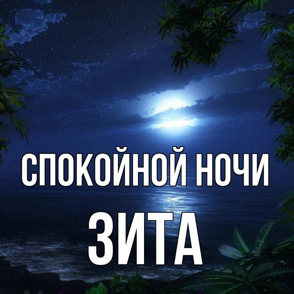 Открытка на каждый день с именем, Зита Спокойной ночи тропический остров Прикольная открытка с пожеланием онлайн скачать бесплатно 