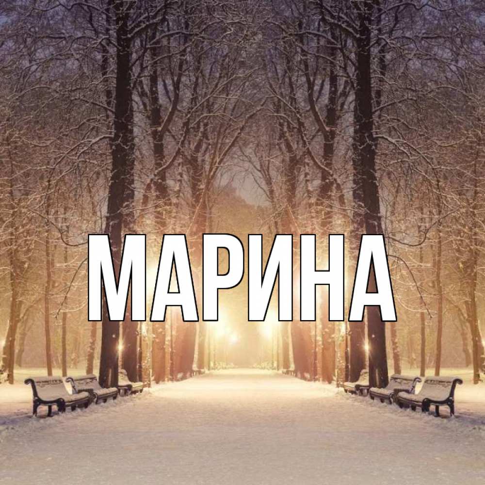 Открытка на каждый день с именем, Марина Главная зима, парк, фонарь, лес Прикольная открытка с пожеланием онлайн скачать бесплатно 