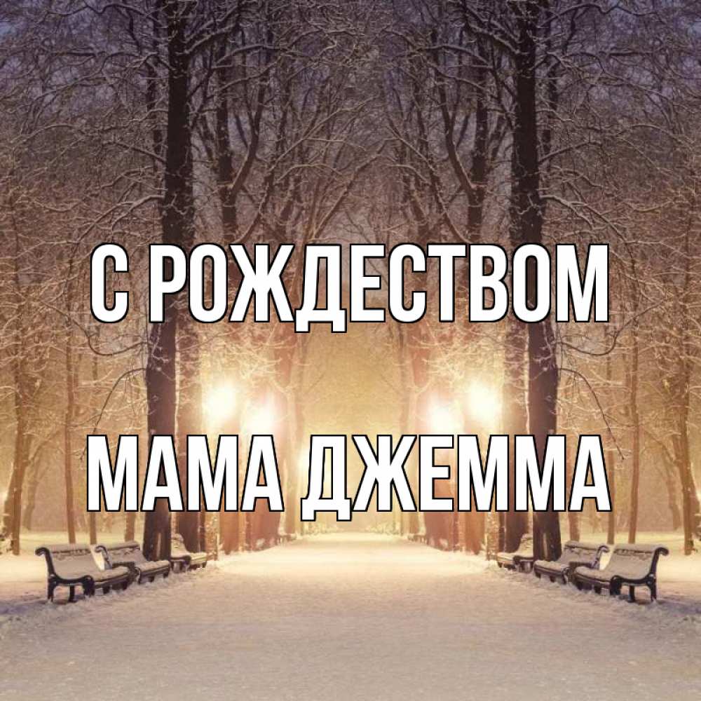 Открытка на каждый день с именем, Мама-Джемма С рождеством зима, парк, фонарь, лес Прикольная открытка с пожеланием онлайн скачать бесплатно 