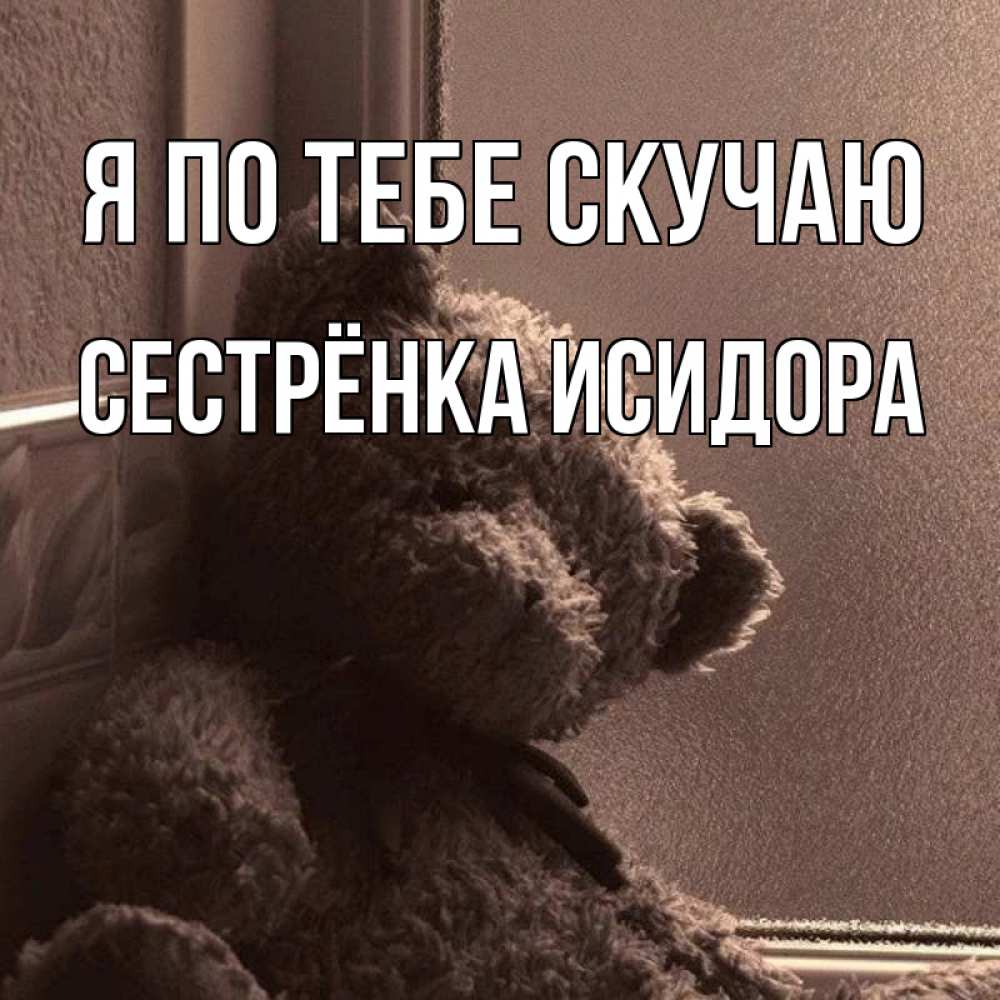 Открытка на каждый день с именем, Сестрёнка-Исидора Я по тебе скучаю скучаем тут Прикольная открытка с пожеланием онлайн скачать бесплатно 