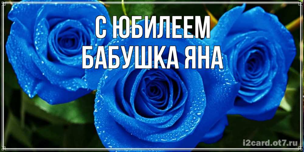 Открытка на каждый день с именем, Бабушка-Яна С юбилеем розы с синим цветом Прикольная открытка с пожеланием онлайн скачать бесплатно 