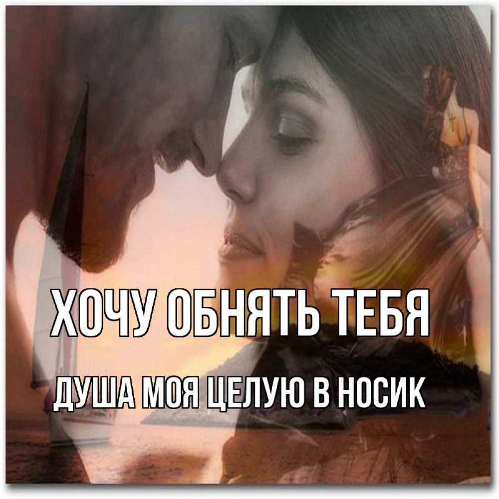 Открытка на каждый день с именем, Душа-моя-целУю-в-носик Хочу обнять тебя возлюбленные Прикольная открытка с пожеланием онлайн скачать бесплатно 