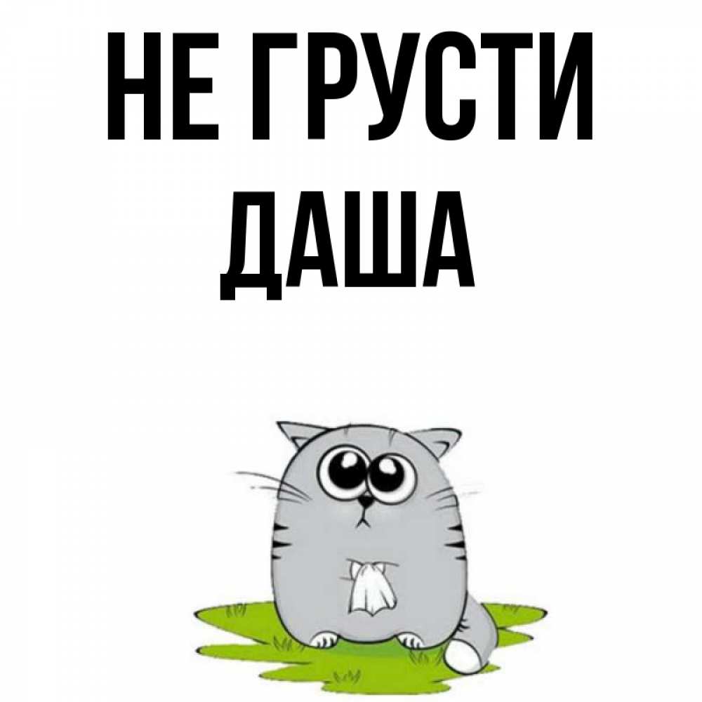 Открытка на каждый день с именем, даша Не грусти грустный котяра Прикольная открытка с пожеланием онлайн скачать бесплатно 
