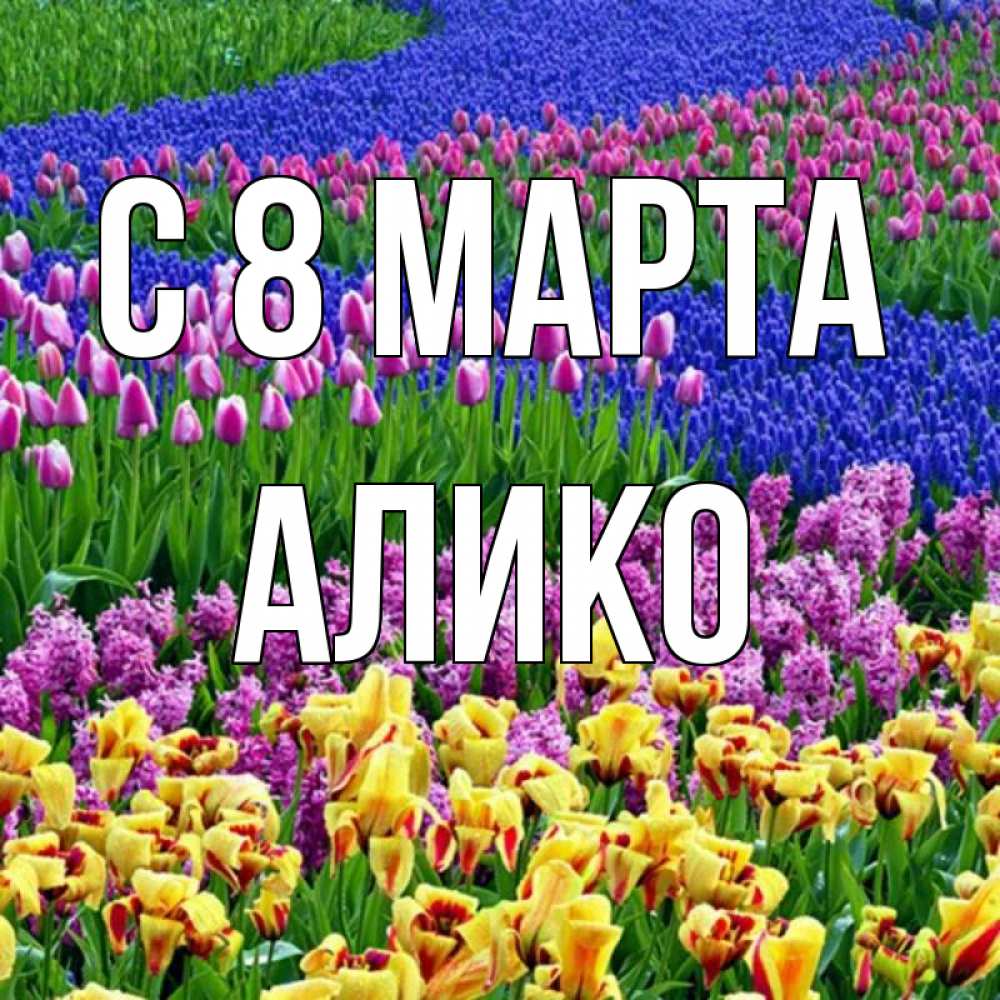 Открытка на каждый день с именем, Алико С 8 МАРТА цветы Прикольная открытка с пожеланием онлайн скачать бесплатно 